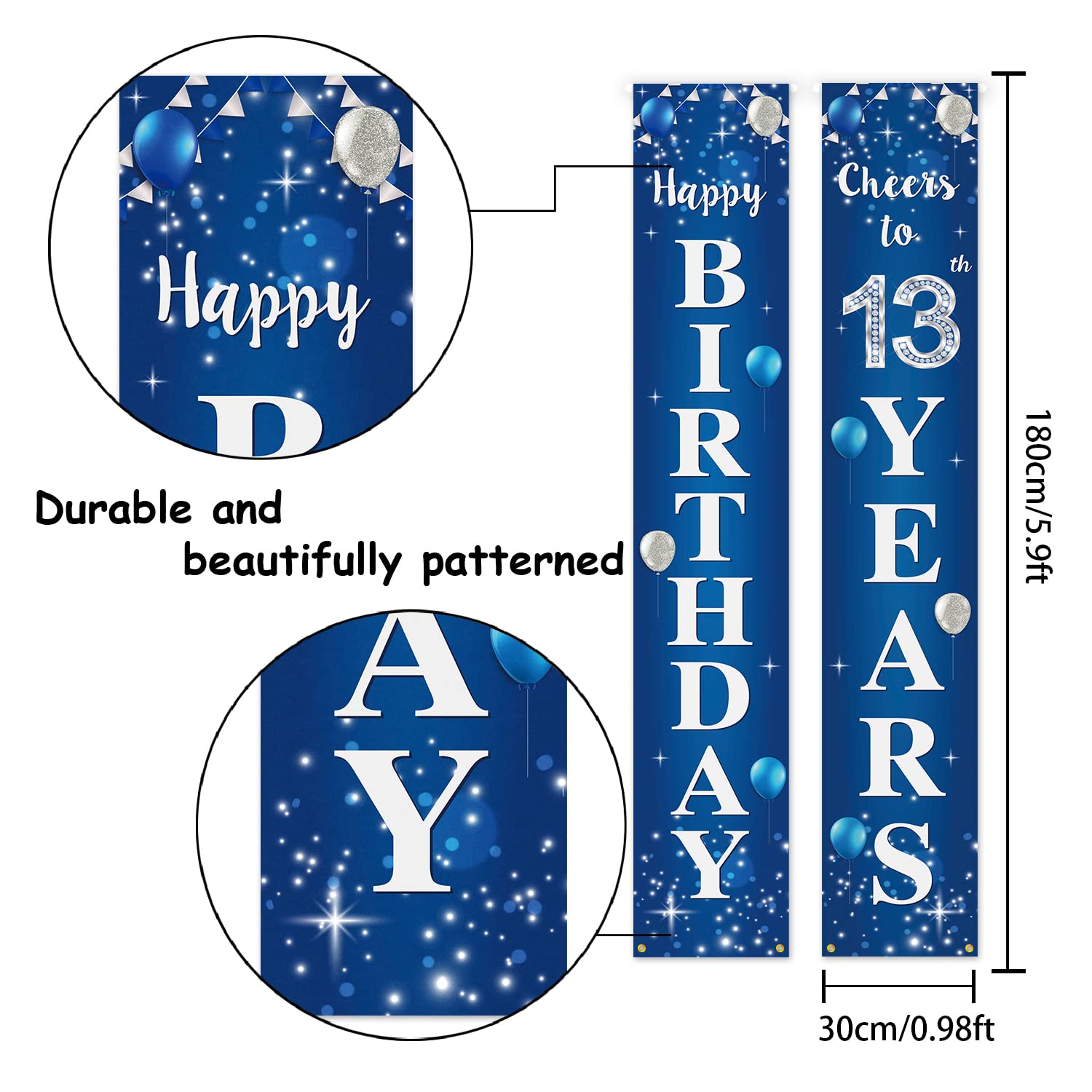 Happy 13th Birthday Door Banner - "Cheers To 13 Years" Gold Front Porch Sign, 70 Inches Tall - View #6