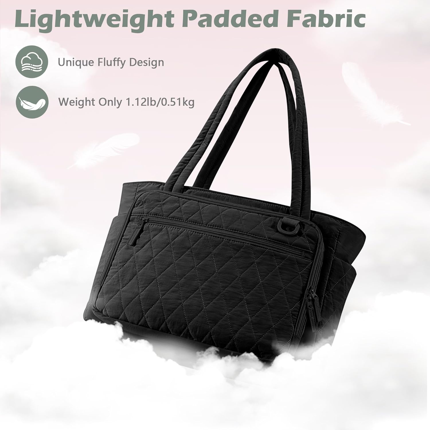 Yarwo Lightweight Teacher Tote Bag for Women, 15.6 inch Laptop Work Bag with Accordion File Pocket & Cup Holder - Image 4