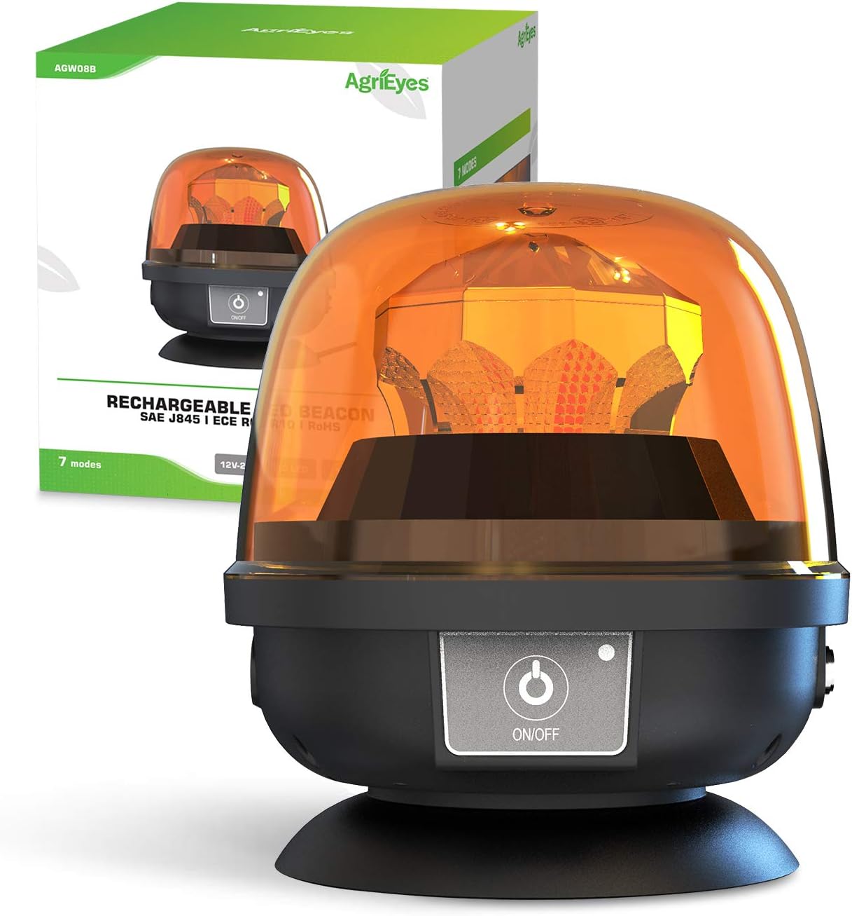 Magnetic Beacon Light Wireless, Class I Portable 12-24V Rotating Warning Lights, Rechargeable Amber Flashing Strobe Lights for Vehicles Trailers Trucks Tractor Bus Forklift Cars