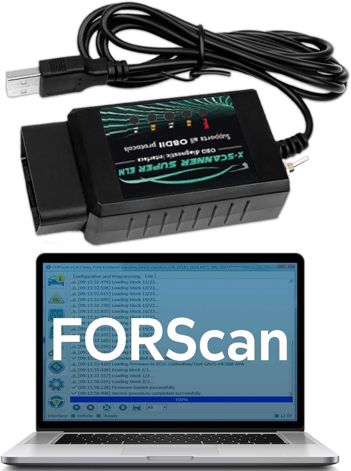 ELM327 OBD2 USB Adapter with Original 25k80 chip,OBDII Scanner Tool with MS-CAN/HS-CAN Switch for Windows Diagnostic Coding Tool,Fit for Cars Since 1996,Work with FORScan ELMconfig and Others