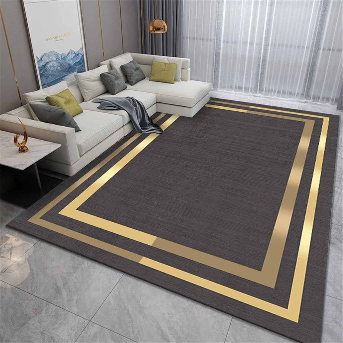 Tapis de balcon et terrasse exterieur gris jaune pour embellir votre espace de vie