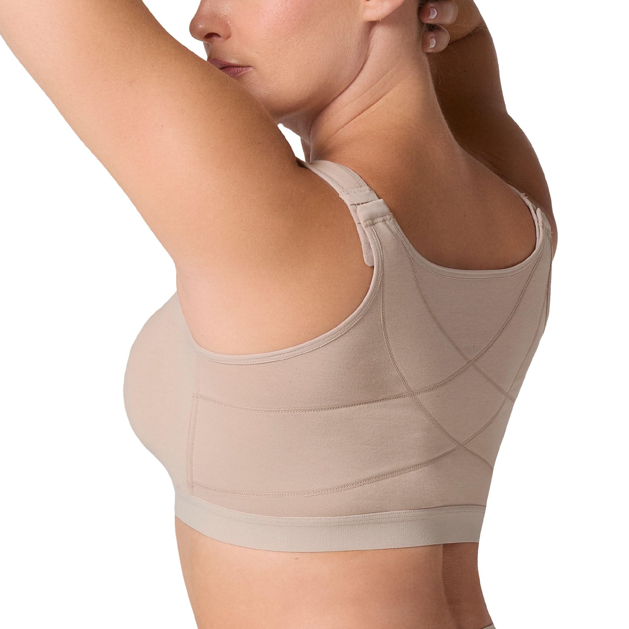 Leonisa Women's 802 - Beige All-In-One - Stretch Cotton Wireless Posture Corrector Bra
