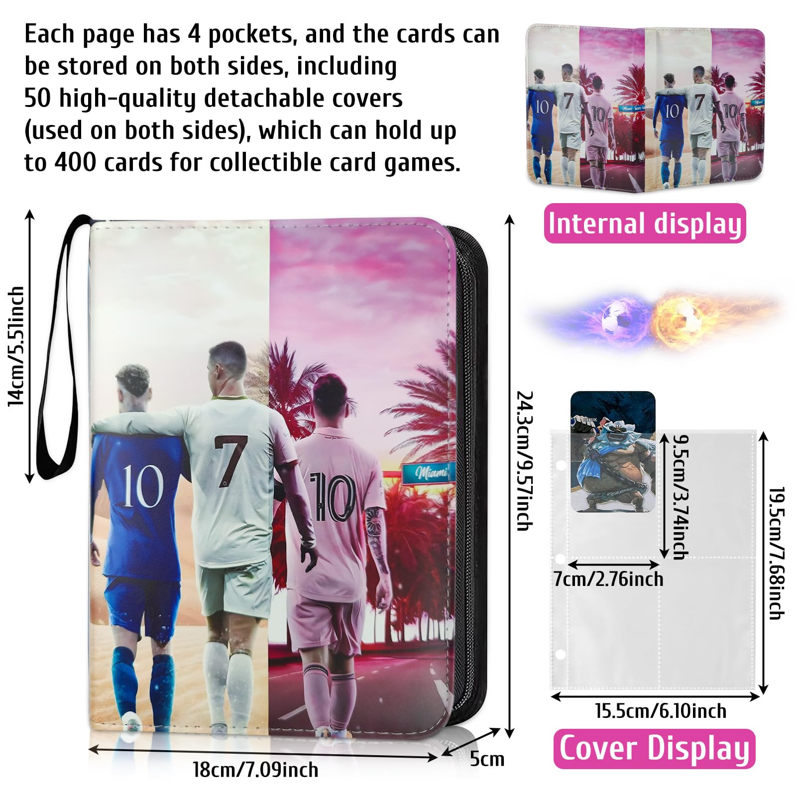 Realjoy Sammelkarten Album Für Fußball Karten - Wasserdichtes Sammelalbum Mit 50 Seiten Für 400 Karten