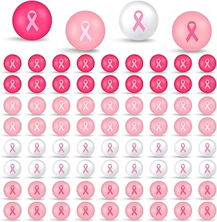 Deekin 72 Pcs Pink Ribbon Stress Balls 1.6 inch Breast Cancer Awareness Stress Ball Motivational Stress Balls Squeeze Stress Ball Squishy Stress Relief Pink Balls for Breast Cancer Charity Party