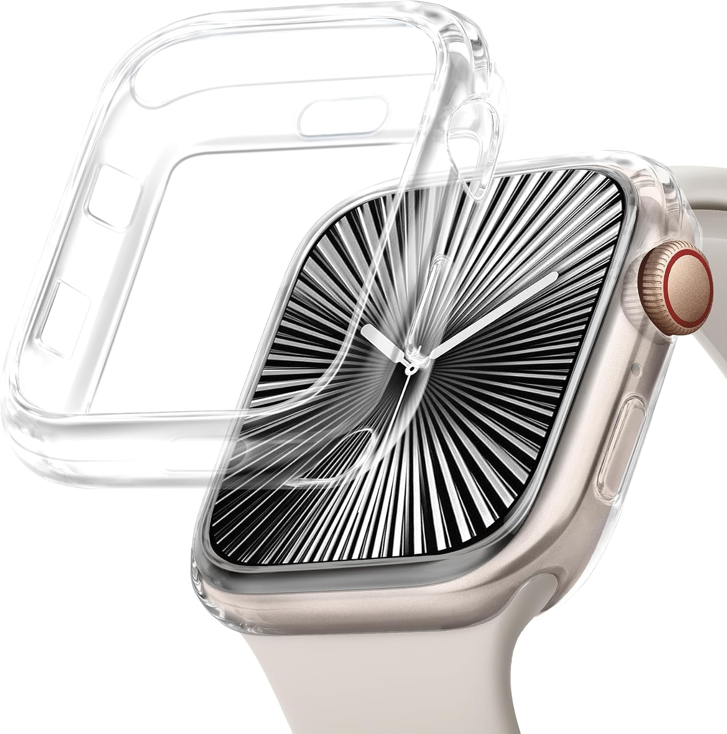 JR.DM 38mm Soft Flexible TPU Case Compatible for Apple Watch Series 3/2/1 Touchable Screen Lightweight Anti-Scratch All-Around Protector Thin Guard Shockproof Cover Shiny Bumper for iWatch, Clear