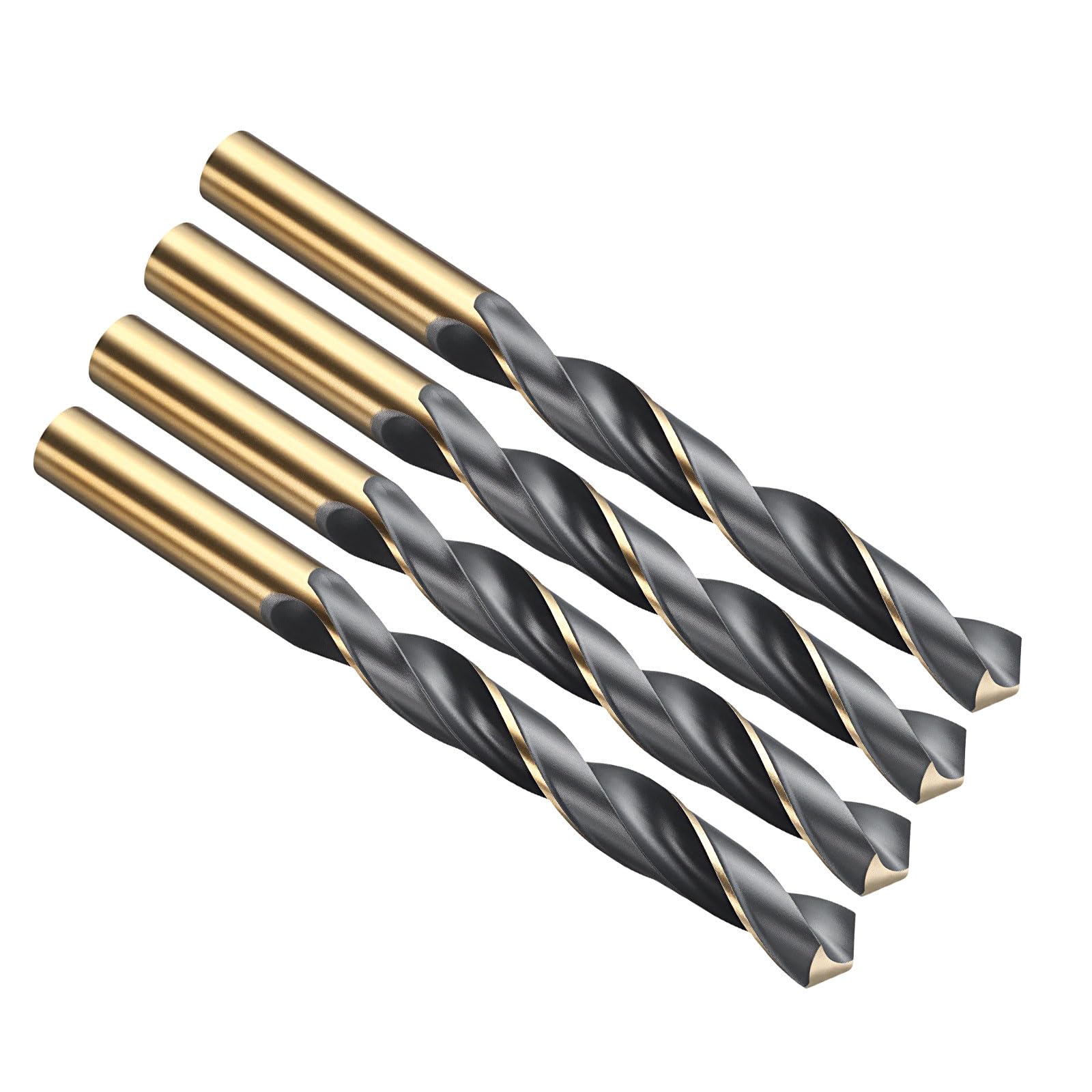 PATIKIL 12mm Drill Bit, Jobber Straight Shank 4341 High-Speed Steel 118° Black and Gold Finish for Medium-hard Metal Steel Acrylic - 4 Pack