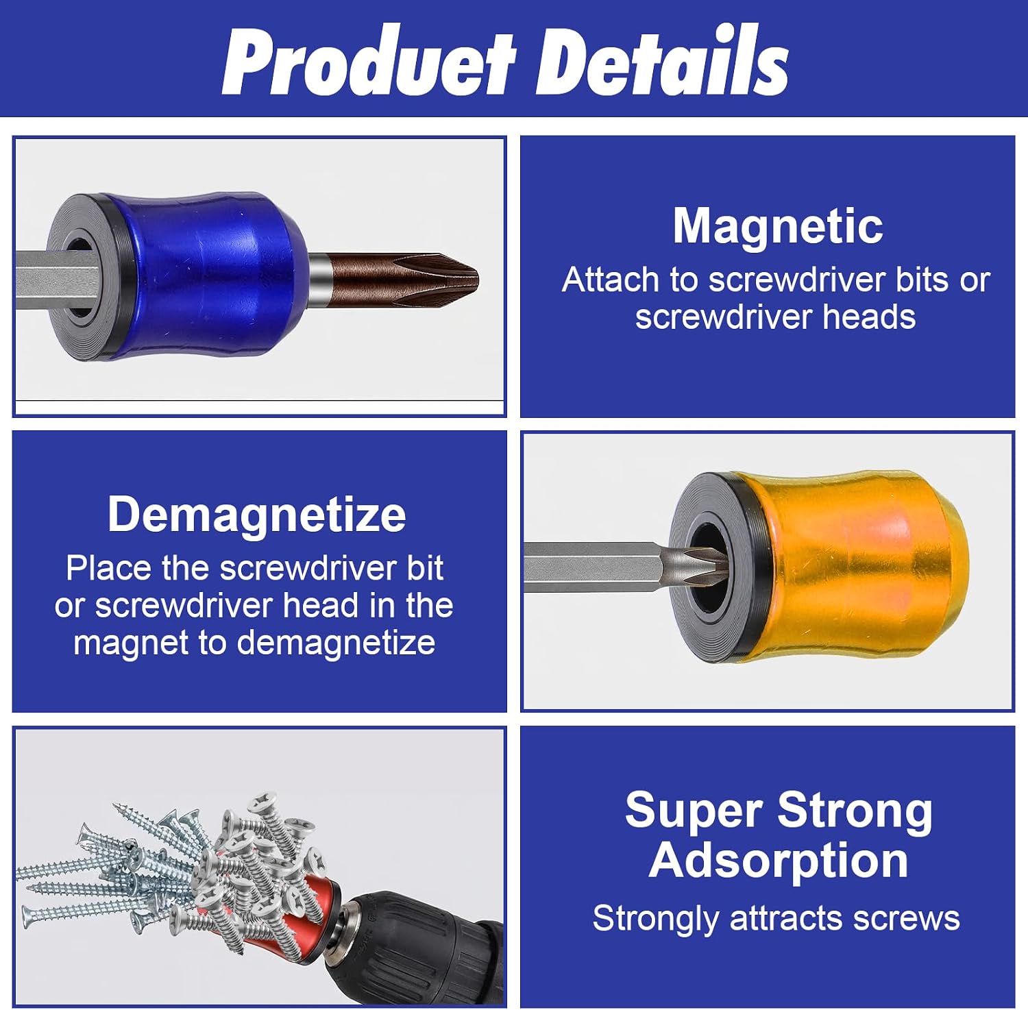 3 Pcs Screwdriver Head Magnetic Ring, Screw Ring Set Removable Household Tool Strong Magnetic Screw Holder Rings for Drills, Universal Bit Holder for Hex Screwdrivers Power Bits image 3