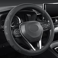 Vista 10 de Funda para Volante GIANT PANDA para Toyota, Funda para Volante de Coche Auto para Toyota Highlander Rav4 Corolla Camry, Tamaño Estándar - Negro