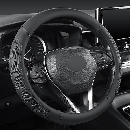 Miniatura 10 de Funda para Volante GIANT PANDA para Toyota, Funda para Volante de Coche Auto para Toyota Highlander Rav4 Corolla Camry, Tamaño Estándar - Negro