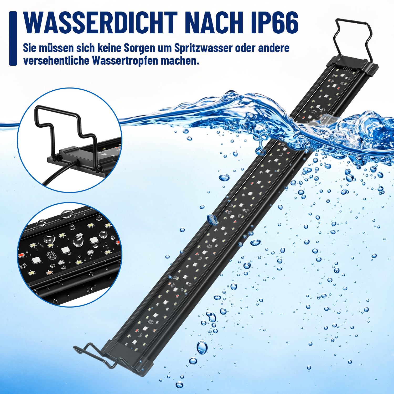 36W LED-Aquarienlicht für 100–120 cm Aquarien | RGB dimmbar Vollspektrum Pflanzenlampe mit Timer & Wasserschutz für Algen und Fische