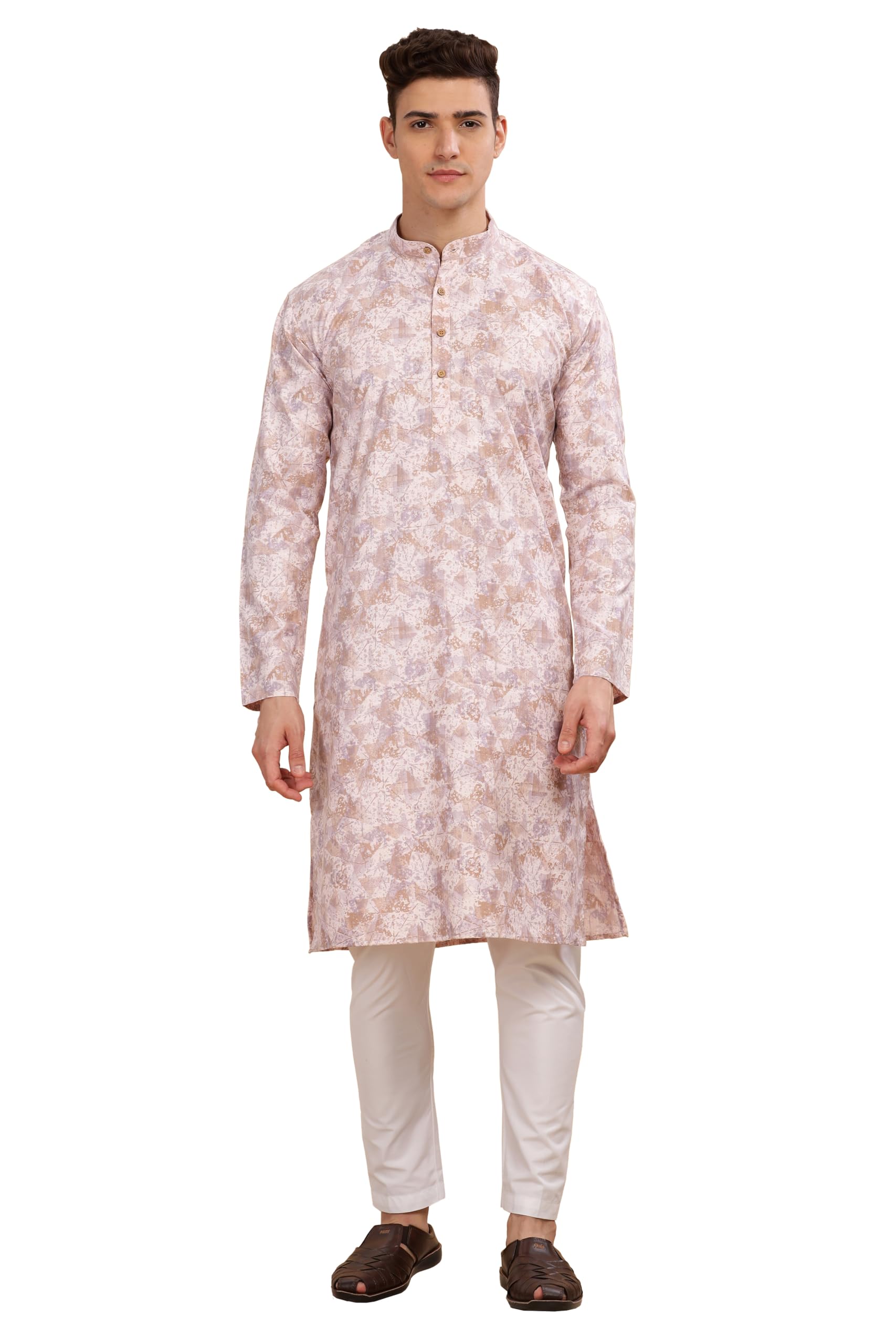 Be Active Men's Cotton Regular Kurta (C-399-4_Pink