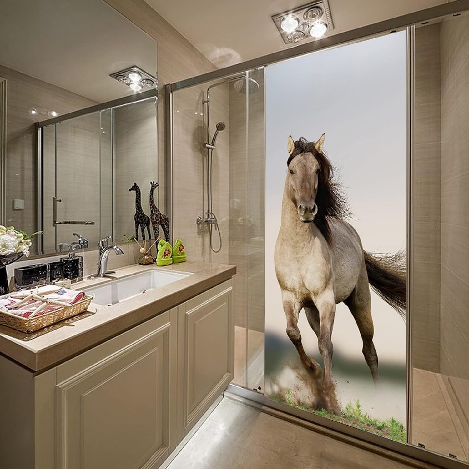 A.Monamour 3D Door Stickers for Interior Doors Wild Horse Running in Sunset Vinyl Waterproof Self Adhesive Door Mural Decals for Bedroom Office Bathroom 90 x 200 cm