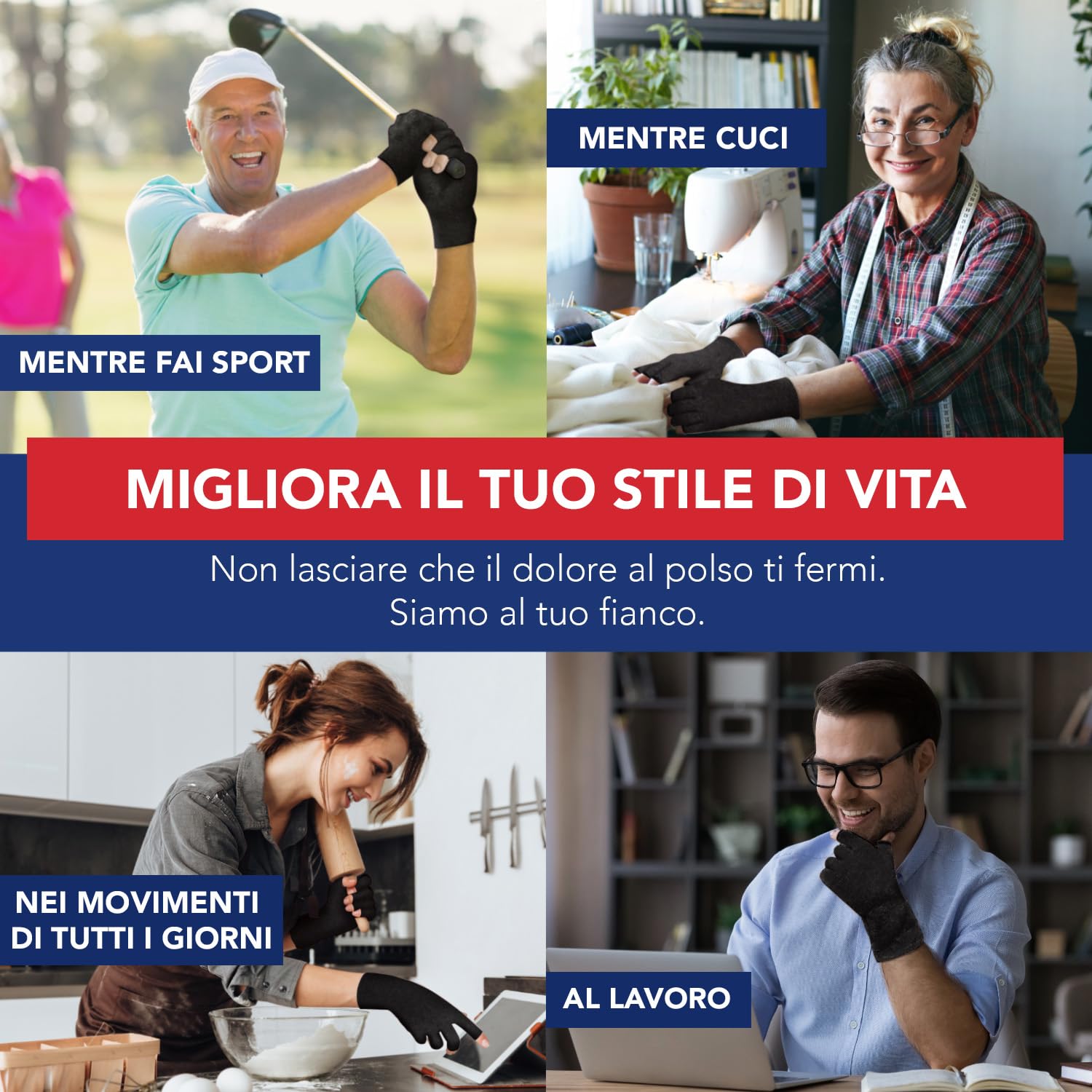 Guanti per Artrosi alle Mani Ideati da Medici – Tutore Tunnel Carpale per Intorpidimento, Gonfiore e Infiammazioni – Polsiera Ortopedica a Compressione, Senza Dita e in Cotone (2 Paia, Taglia M)