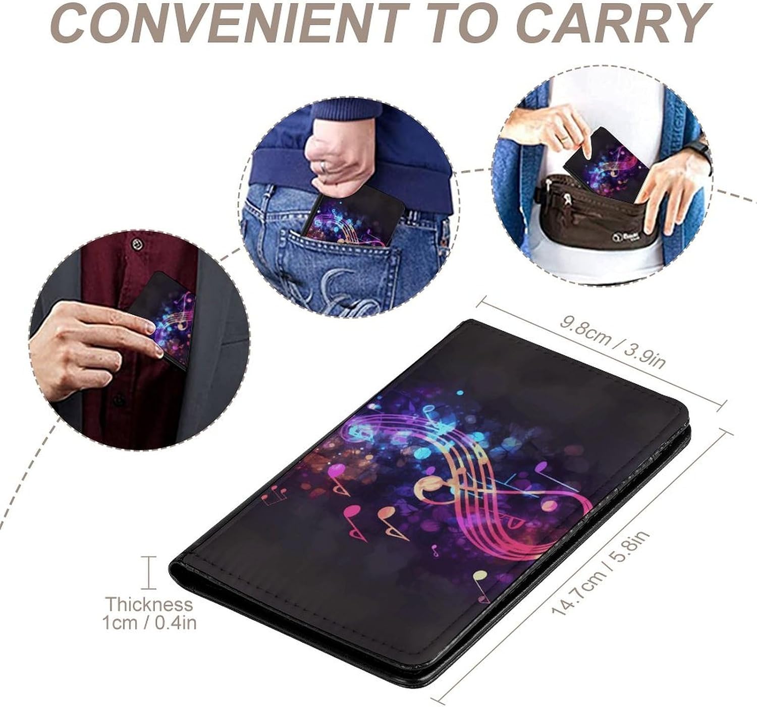 Colorful Galaxy Music Note Passport Holder Cover Passport Cover Protector Essentials with Credit Card Slots Slim Travel Wallet Covers Documents Organizer Protector for Man&Women image 4