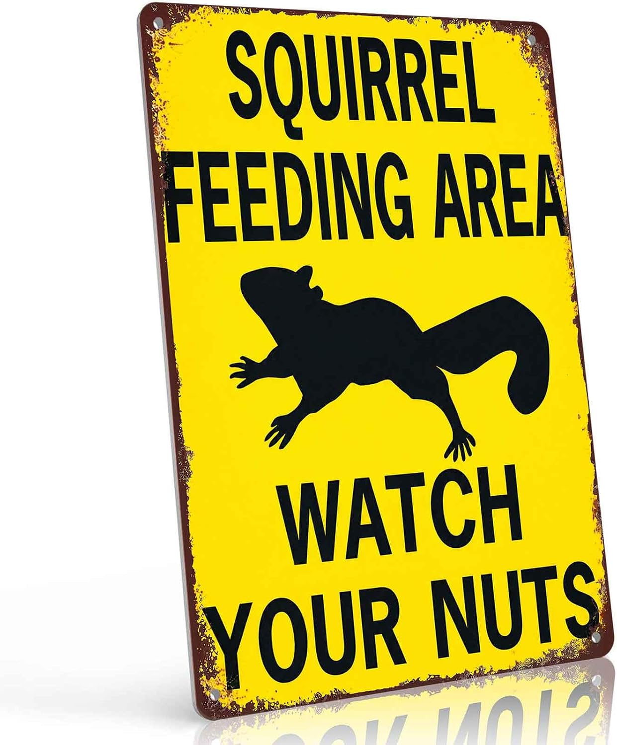 Squirrel Feeding Area Funny Metal Sign Funny Wall Decor 8 x 12 Inch