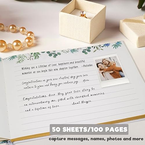 Miniatura 5 de Cherrich Libro de invitados de boda, libro de registro para recepción de boda, registro de baby shower, libro de visitas Polaroid con bordes dorados