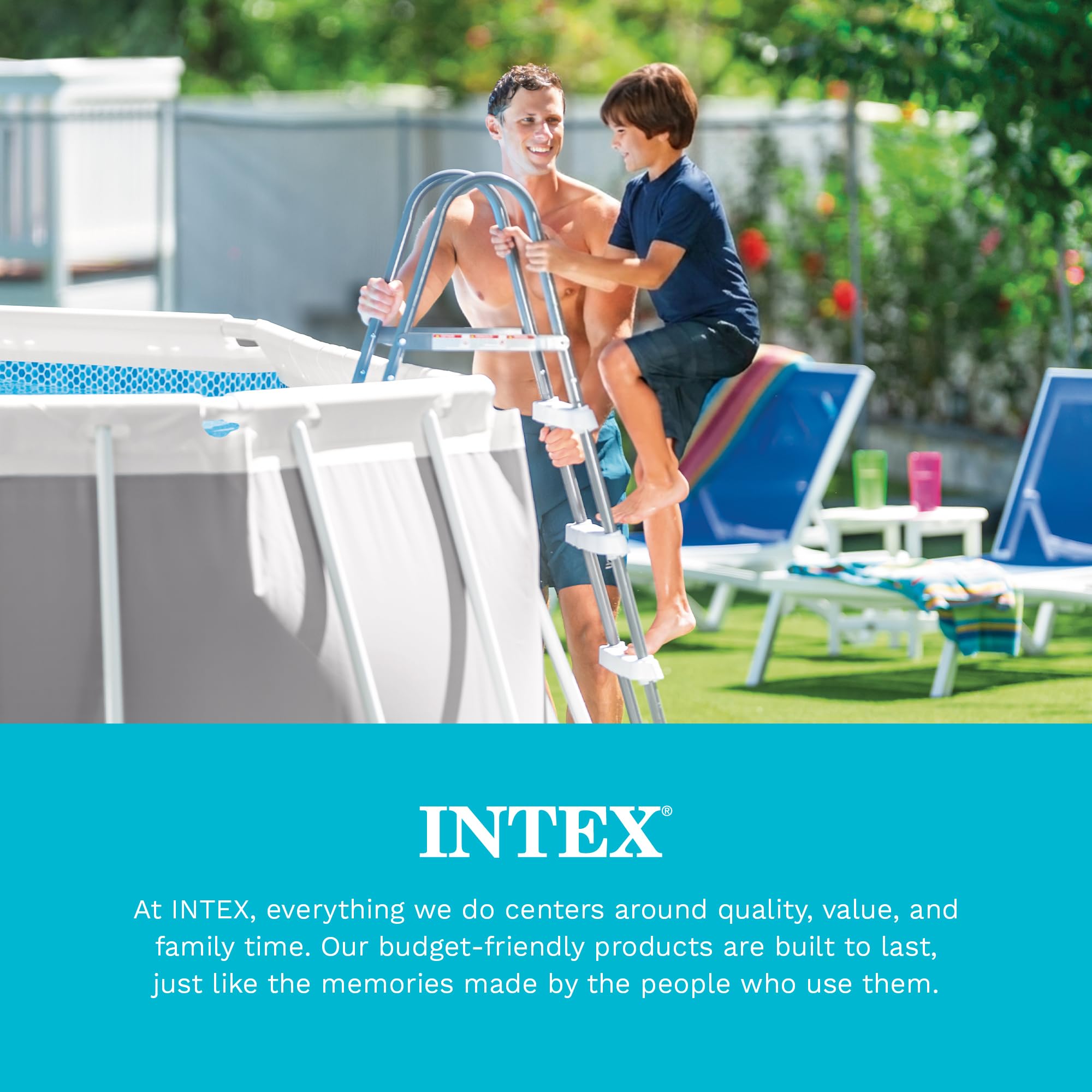 Amazon.co.jp: Intex 地上スチールフレームプールはしご 壁の高さ42