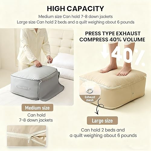 Miniatura 6 de Bolsa de almacenamiento de edredón, organizador de autocompresión que ahorra espacio, bolsas de mudanza de alta resistencia, bolsas organizadoras de