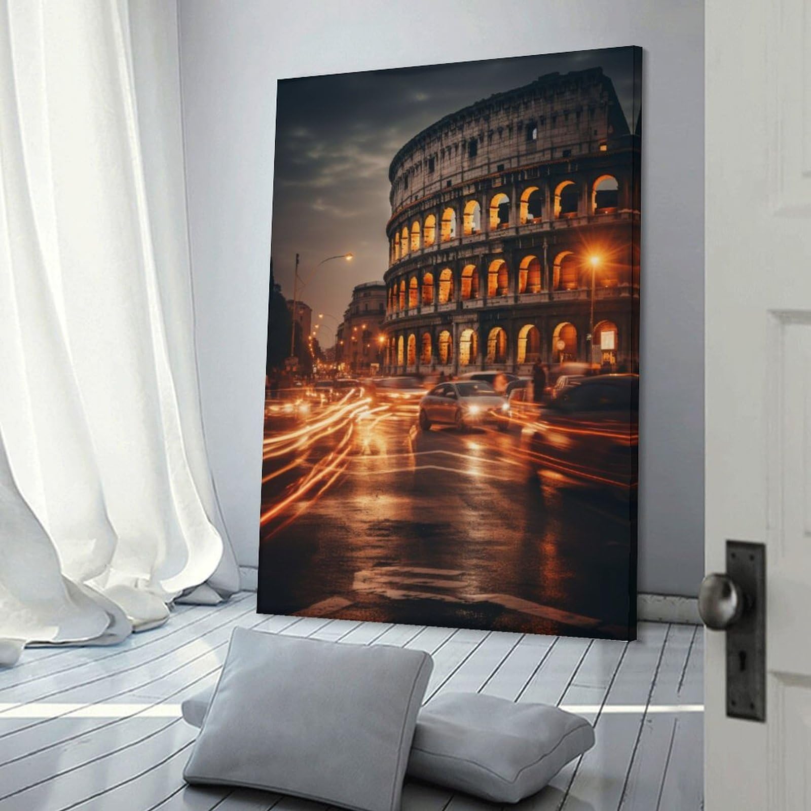 Junmoney Colosseum Rome Italy Canvas Wall Art, 20x30inch(50x75cm), for Workspace Walls, Study Corners Or Bedrooms, An Interior Accent for Desk Areas