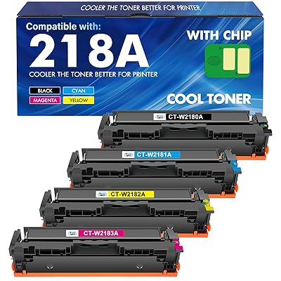 218A 218X Toner Cartridges 4 Pack 3301fdw with Chip Compatible Replacement for HP 218A 218X Color Laserjet Pro MFP 3301cdw 3201dw 3301sdw Printer High Yield Ink Set W2180A (Black Cyan Yellow Magenta)