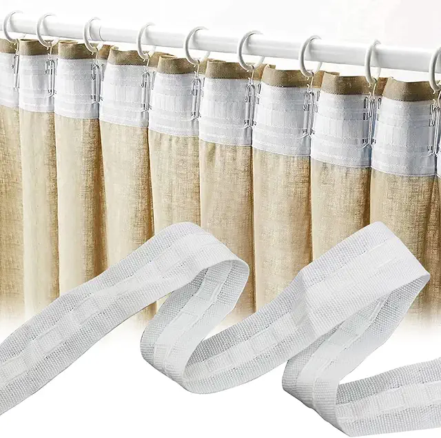 Zkaoai Curtain Ribbon Pleat Tape - Polyester Veckband Gardin (30m x 2.5cm)