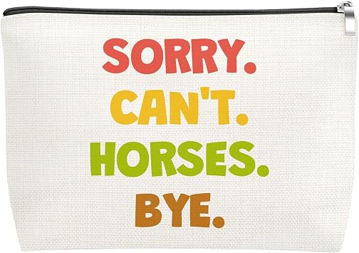 Funny Cosmetic Bag for Horse Lovers Horse Gifts for Women Friend Horses Themed Gifts for Girls Makeup Pouch Equestrian Gift for Friend Christmas Birthday Presents for Animal Lovers Travel Toiletry Bag