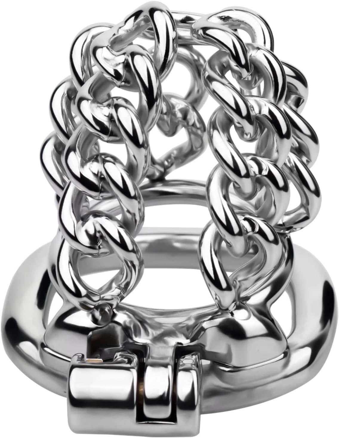 Steel Chastity Cage Men Breathable Cock Cage with Invisible Lock and Keys, Metal Chain Chastity Device Lock SM Bondage Penis Cages Adult Men Sex Toy (1.97IN Ring)