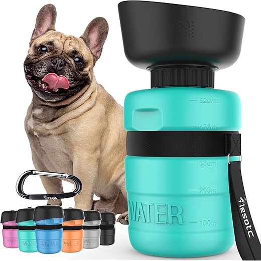 lesotc Upgraded Dog Water Bottle Foldable, Portable Leak Proof Pet Water Dispenser for Outdoor Walking,Hiking,Travel,BPA Free,Lightweight