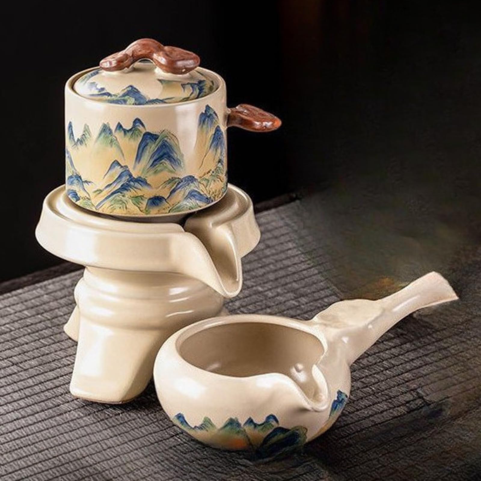 Ru Kiln Półautomatyczny zestaw do herbaty, 200 ml, ceramiczny zaparzacz do herbaty kungfu do gospodarstwa domowego