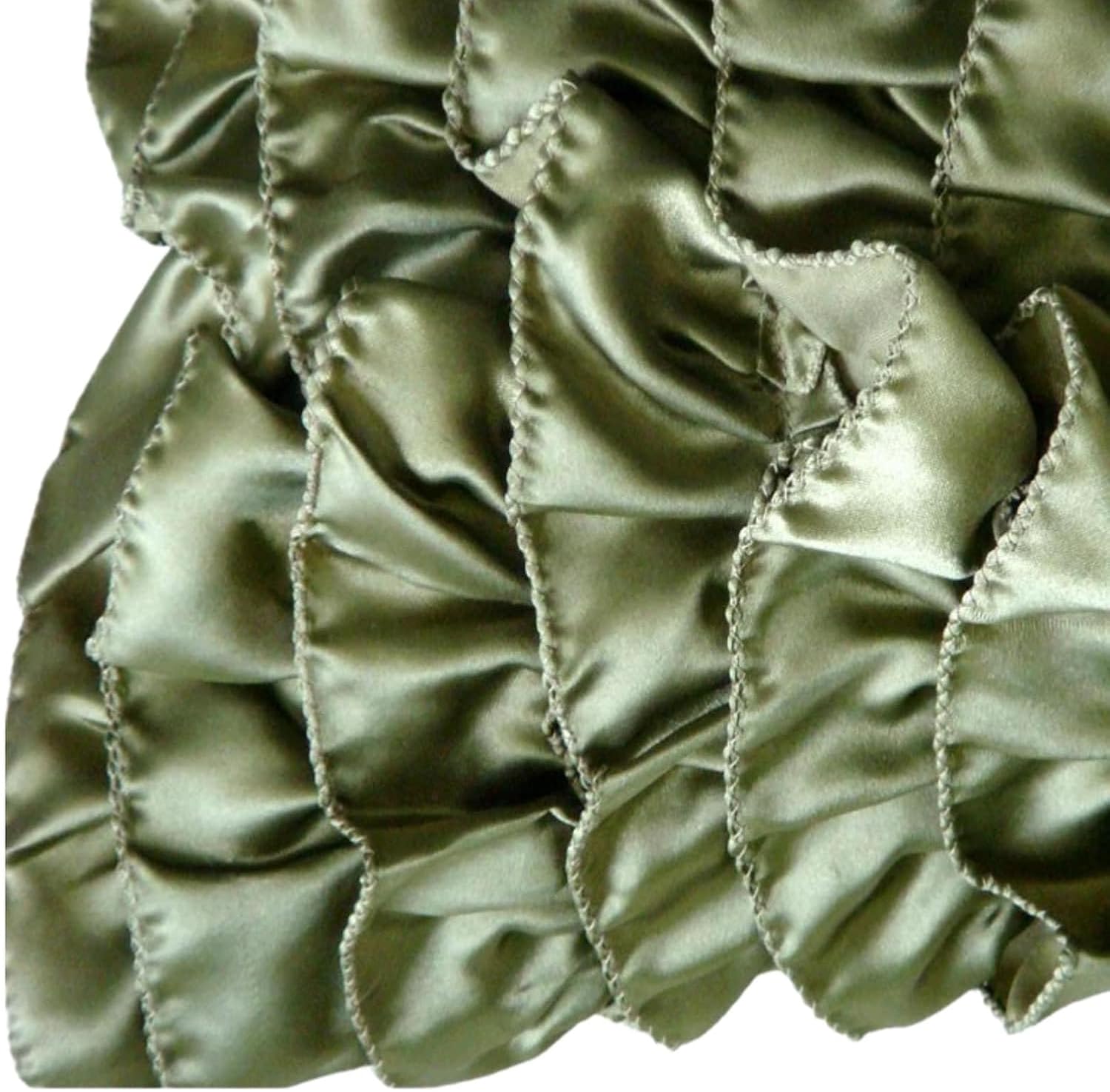 The HomeCentric Decorative Pillow Cover, Decorative Olive Green Pillow Covers 16x16 inch (40x40 cm) Satin Throw Pillows for Couch, Solid Color, Ruffles, Modern Throw Pillow Covers - Vintage Olives