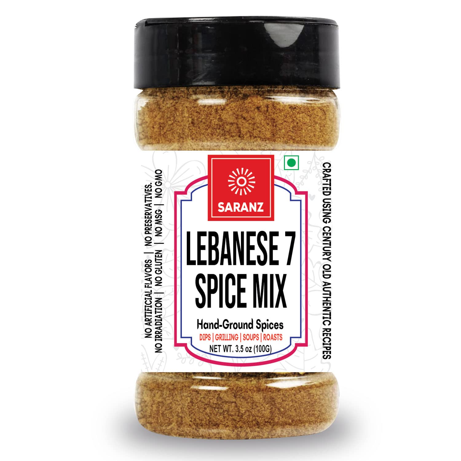 SARANZ Lebanese 7 Spice Mix Jain Exotic Seasoning | Batata Harra Masala Perfect for Snacks, Appetizers, Savouries, Main Dishes Aromatic and Flavoured Vegan | Middle East Seasonings -100 Grams (B09XHMRQ4X) Amazon Price History, Amazon Price Tracker