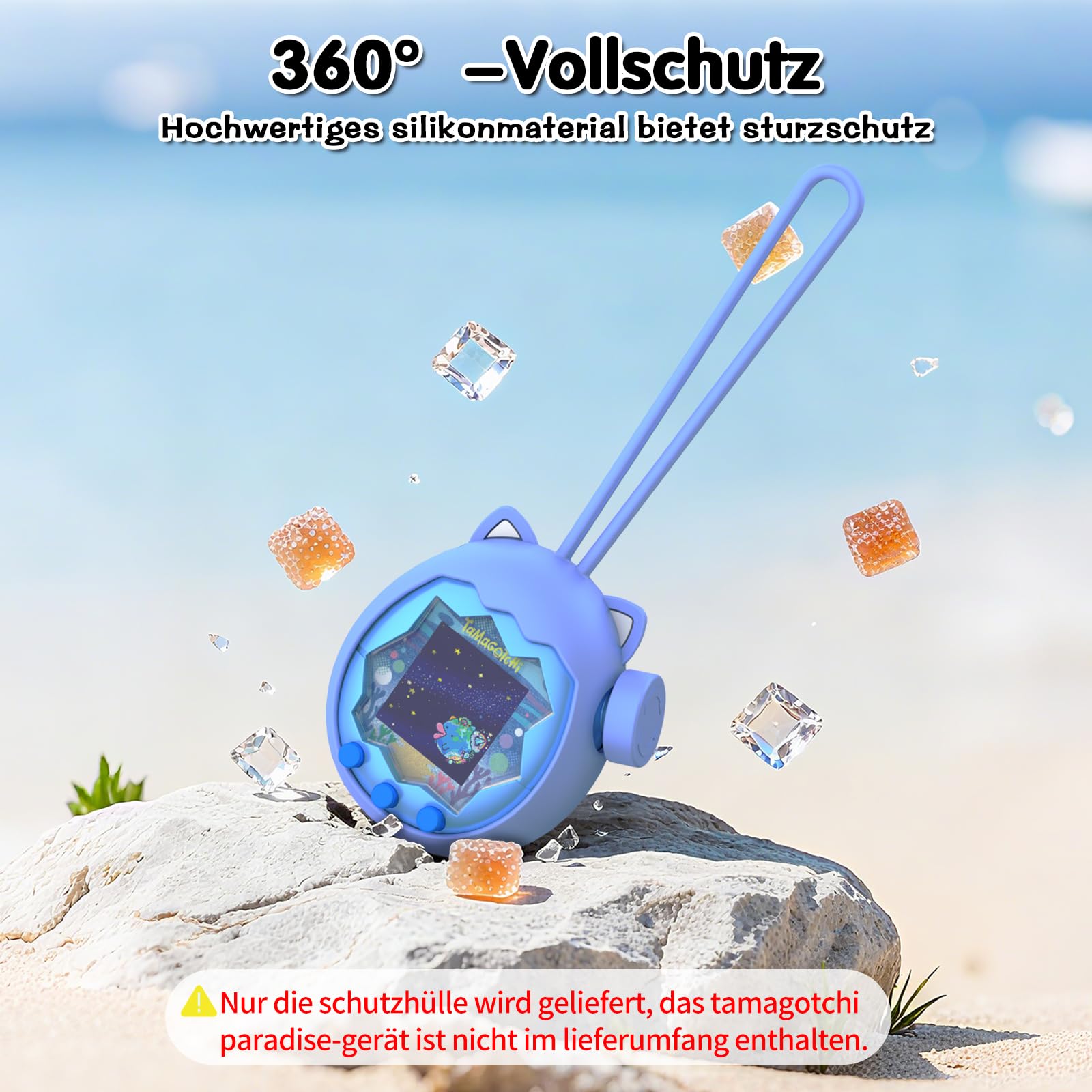 Funda de silicona con tapa de silicona para Tamagotchi Paradise – Cordón integrado, resistente a los arañazos/golpes, protección fiable para tu Tamagotchi (negro Funda de silicona con tapa de silicona para Tamagotchi Paradise – Cordón integrado, resistente a los arañazos/golpes, protección fiable para tu Tamagotchi (negro