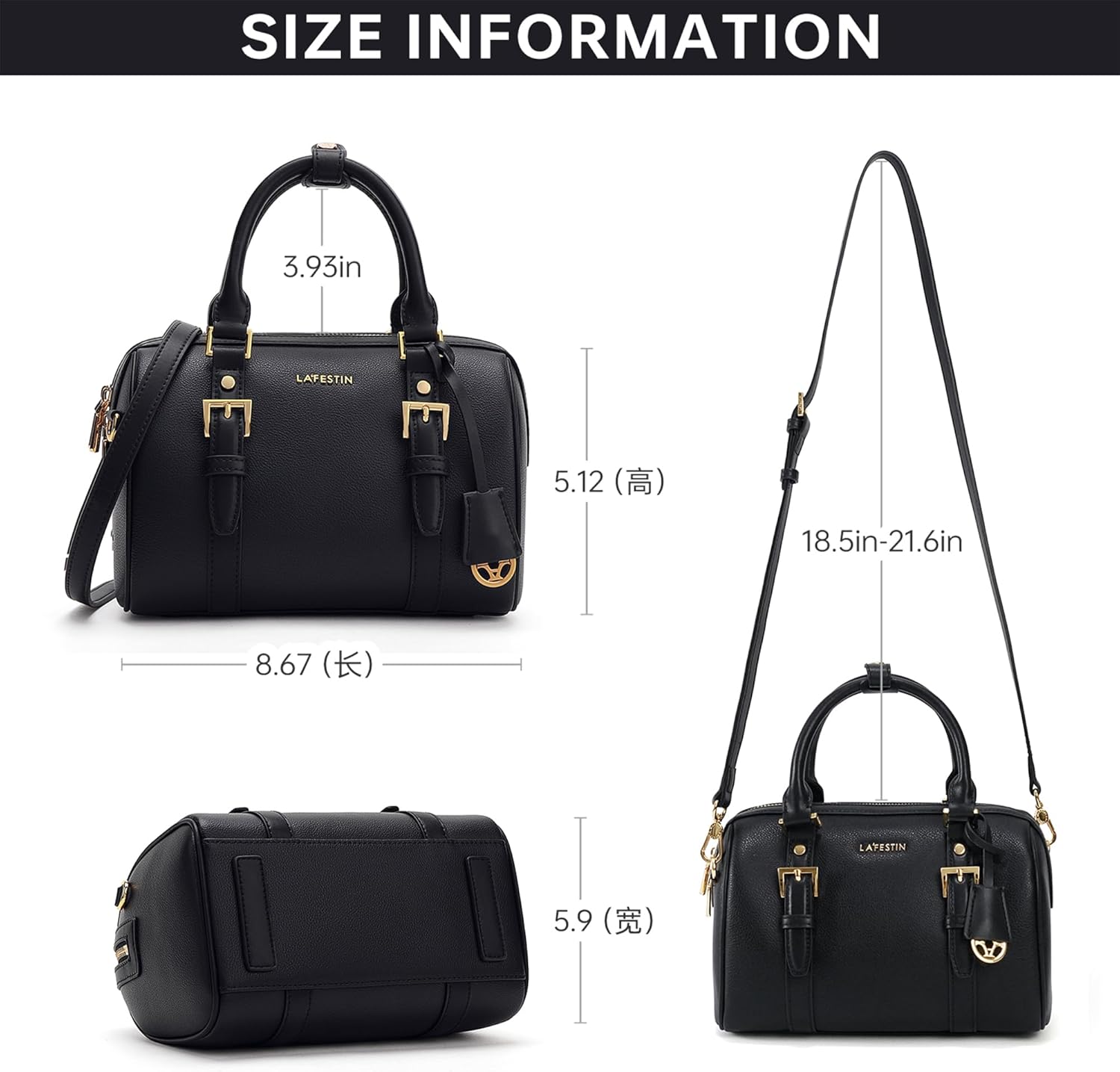 LA FESTIN Top Handle Purse Stylish Handbag Crossbody Satchel Barrel Bag with Adjustable Strap for Daily Travel - Image 3