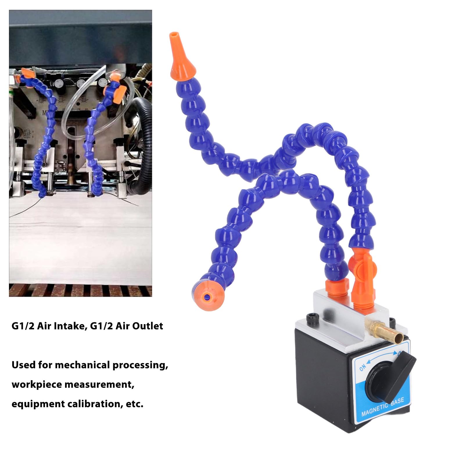Tyenaza Nebelkühlmittel-Schmiersprühsystem, G1/4 Zoll G1/2 Ausgang, Verstellbarer Magnetfuß, 2 Flexible Kühlmittelrohre, Verstellbarer Magnetfußhalter Für Öleinspritzer