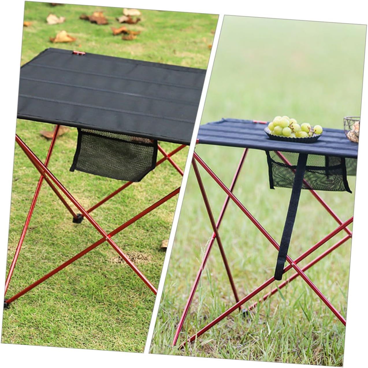 Portable Folding Camping Table and Chair Set, Ultralight Aluminum Alloy Mid-Size Red Table with Chairs for Outdoor Picnic, Beach, Hiking, and Car Travel