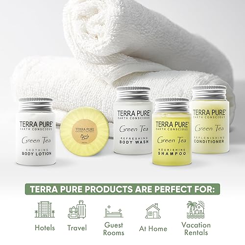 Miniatura 2 de Terra Pure Juego de jabones y artículos de tocador para hotel a granel | Kit de amenidades 1-Shoppe | Champú y acondicionador de 1 oz, gel de baño,