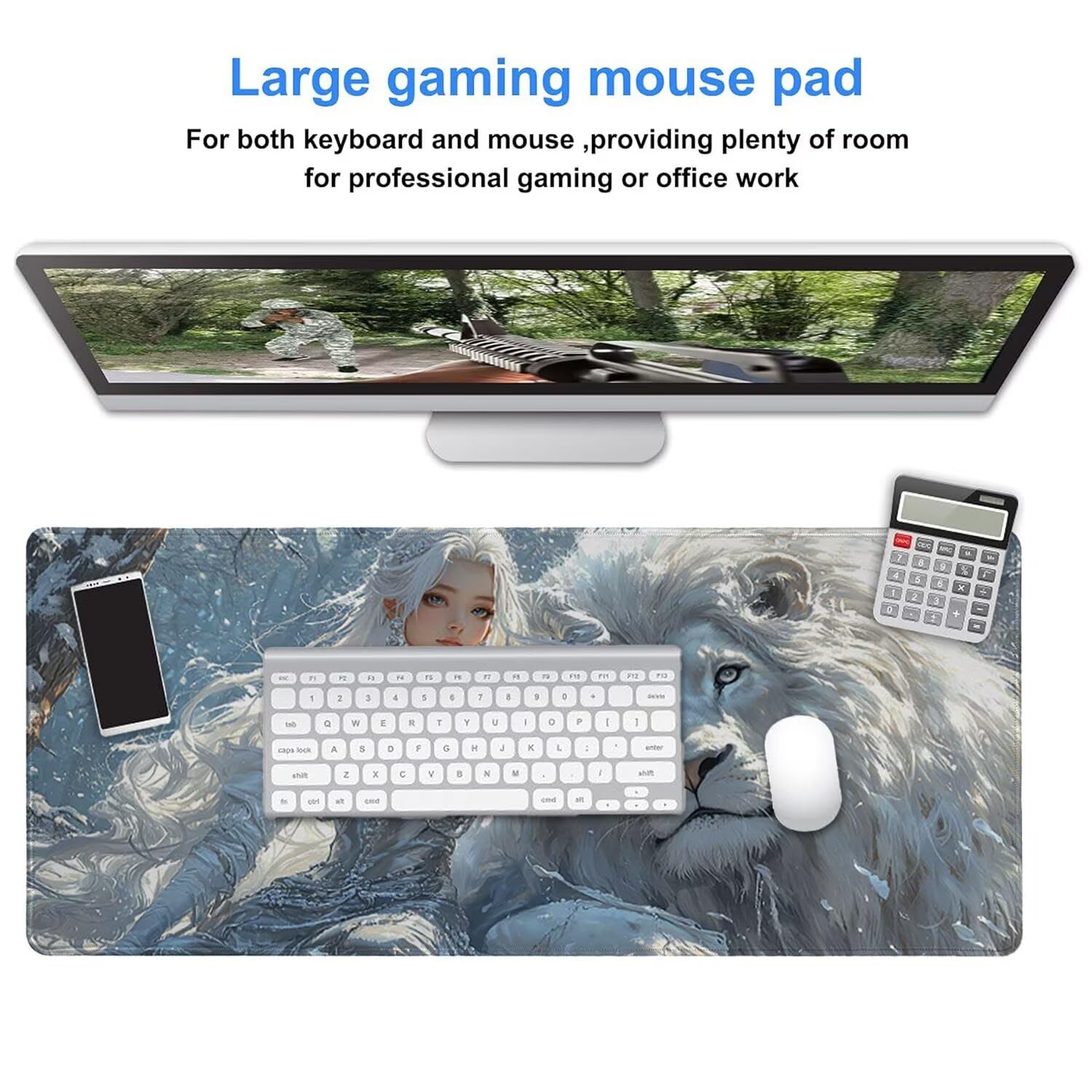 Podkładka pod mysz do gier, 1600 x 800 mm, XXL, duża gamingowa podkładka pod mysz, wodoodporna podkładka pod mysz, długa podkładka na biurko z przeszytymi krawędziami, mata na biurko z gumową podstawą
