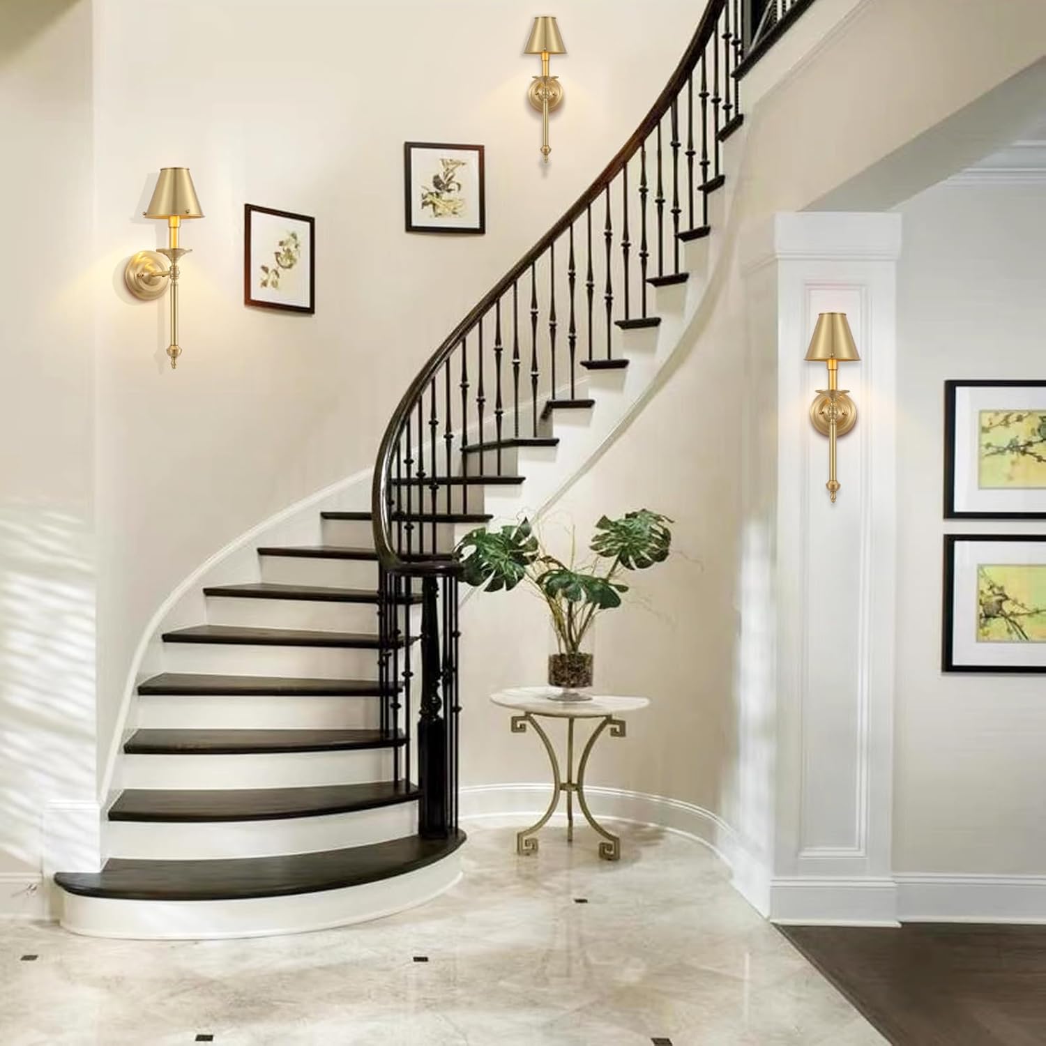 Brass Wall Sconce Modern Gold Bathroom Wall Lighting Vanity Light Fixtures Solid Copper Shade Industrial Wall Mount Lights for Bedroom Living Room E12 1-Light