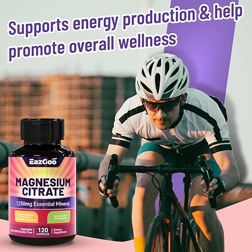 Miniatura 7 de Cápsulas de citrato de magnesio de 1250 mg, suplemento de citrato de magnesio de alta absorción con magnesio elemental, suplemento de magnesio extra
