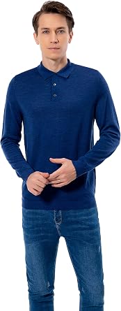 Men's 100% Extrafine Merino Wool Long Sleeve Polo