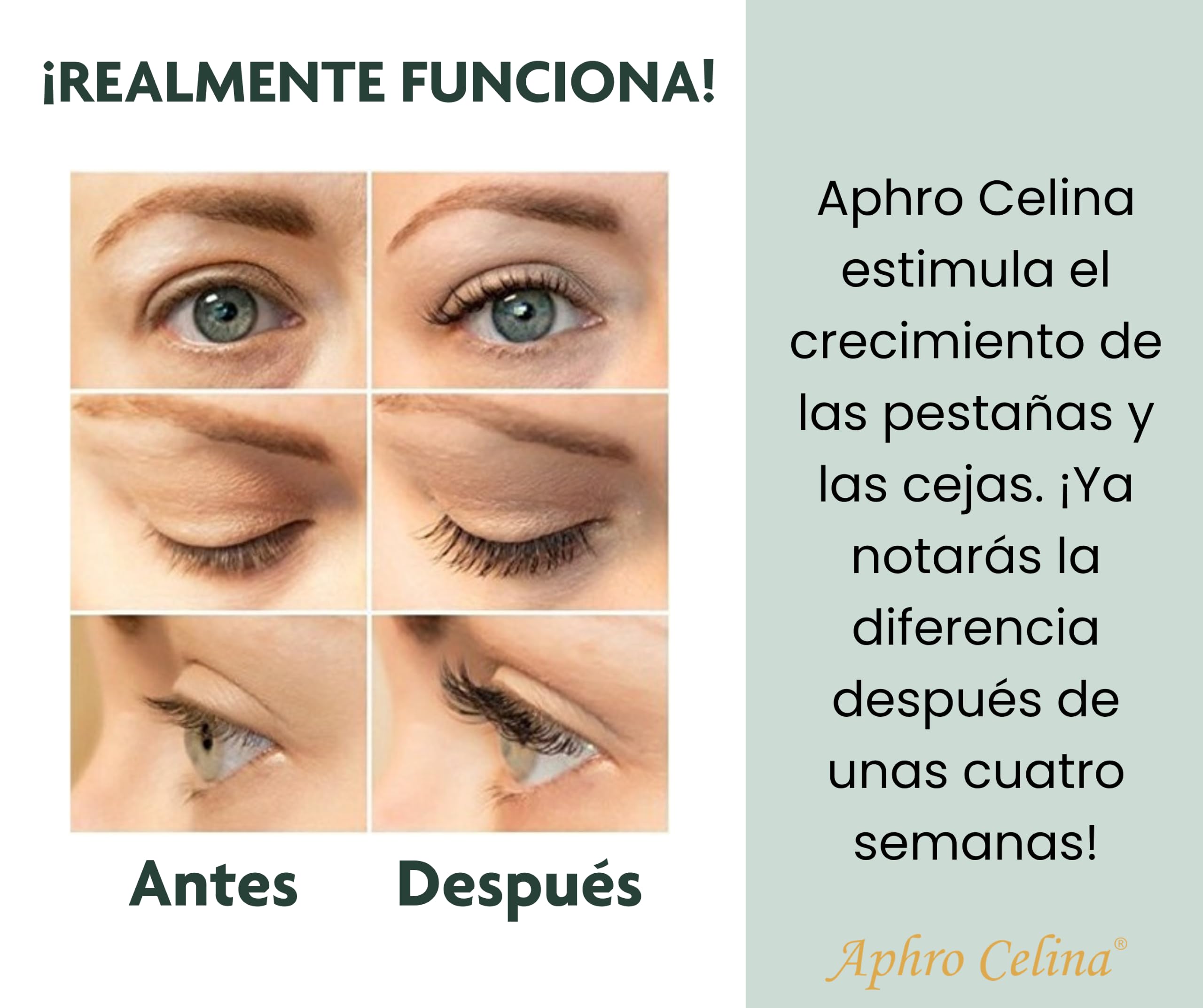 Aphro Celina Sérum para Pestañas, 3 ml, Natural, sin Hormonas, para Crecimiento y Cuidado de Pestañas