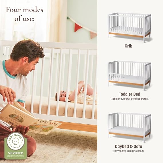 Little Seeds Clover 4-in-1 Convertible Baby Crib to Toddler Bed, Grove Green