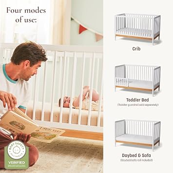 Little Seeds Clover 4-in-1 Convertible Baby Crib to Toddler Bed, Grove Green