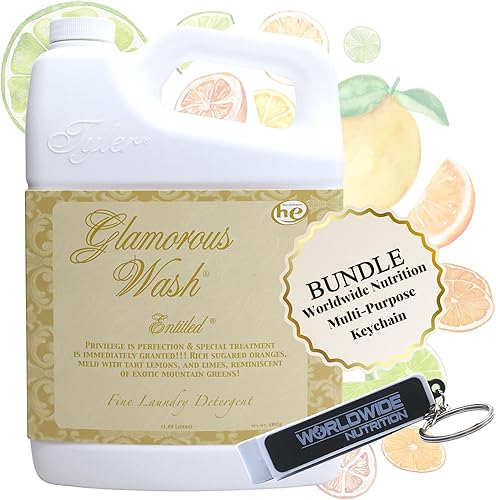 Worldwide Nutrition Bundle Detergente para ropa Tyler Glamorous Wash titulado - Detergente líquido de lujo para ropa - 64 fl oz (1.89L) Detergente
