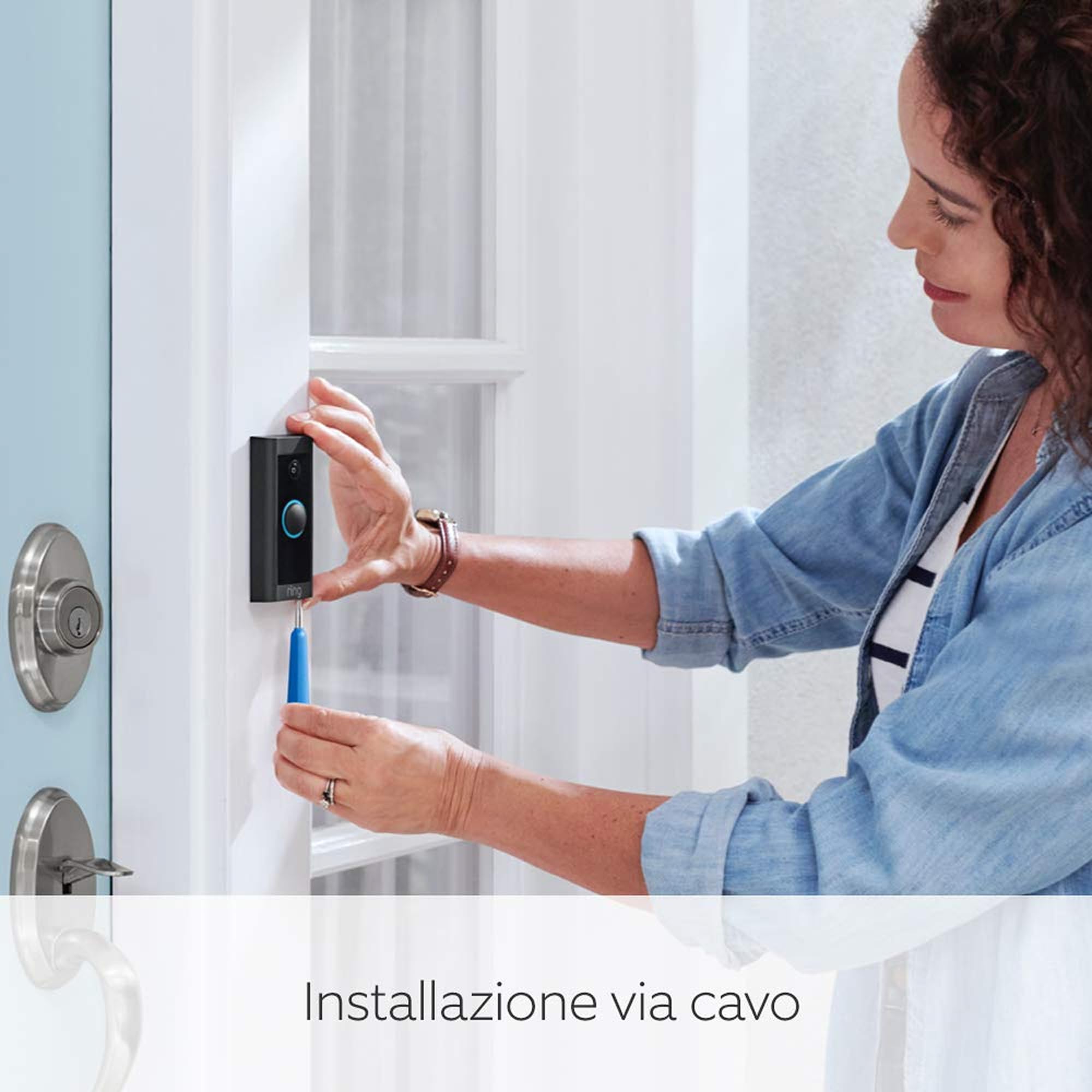 Ring Videocitofono cablato (Video Doorbell Wired) + Chime (3ª gen.) | campanello con telecamera, HD, con cablaggio (occorre il cablaggio del citofono in uso) | Prova gratuita di 30 giorni Ring Home