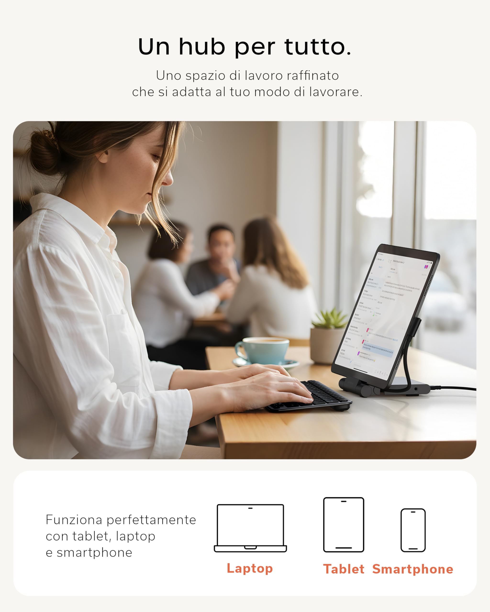 SATECHI OntheGo Hub USB C 7 in 1 e Supporto Pieghevole, HDMI 4K, Nero | HDMI 4K@60Hz, 100W, ricarica sicura, per tablet, laptop e smartphone fino a 13"