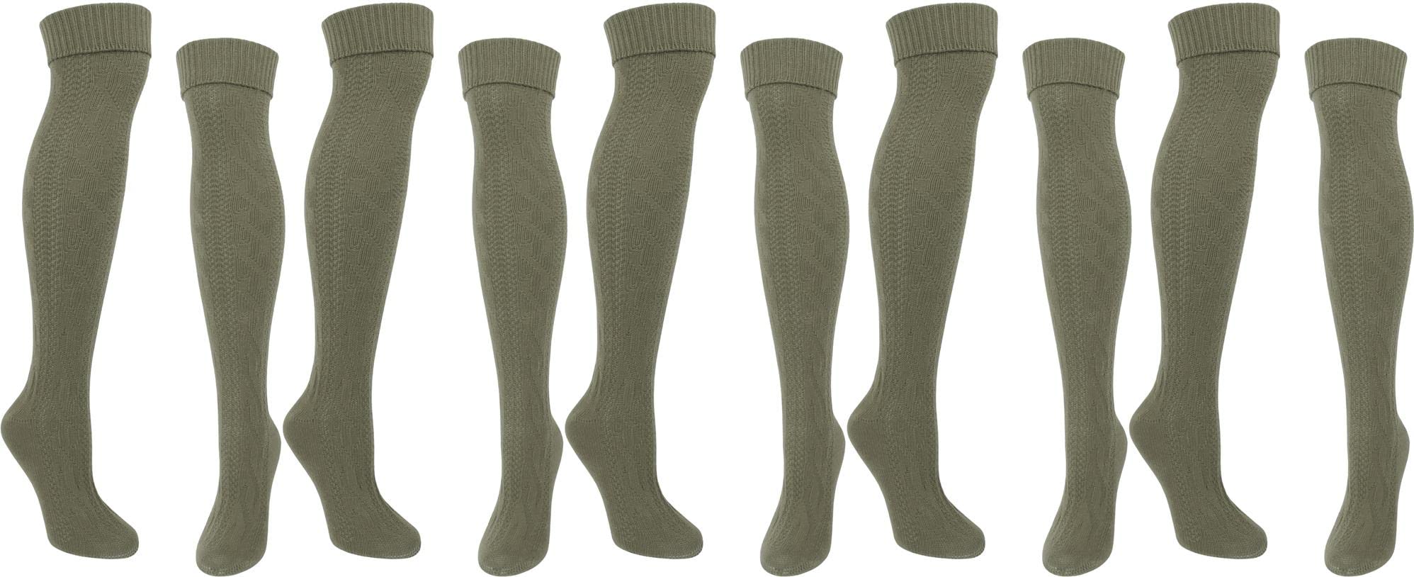 normani Stiefel Kniestrümpfe Grobstrick mit Kopfmuster und Umschlag