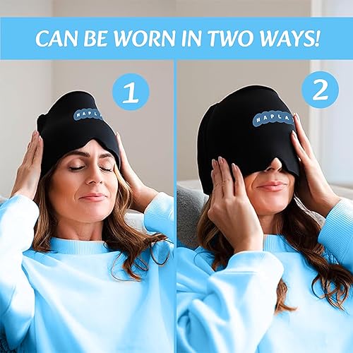 Miniatura 3 de Naplax Gorra para aliviar la migraña y el dolor de cabeza, terapia de frío y calor para migrañas, dolores de cabeza, alivio del estrés y más, talla