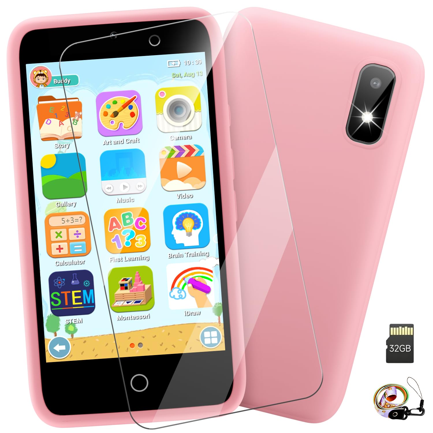 MINIBEAR Kids Toy Smartphone, 3.97" Toddler Dual Camera Learning Toys, 201+ Educational Games Play Phone No WiFi for Girls Boys 3-12 Christmas