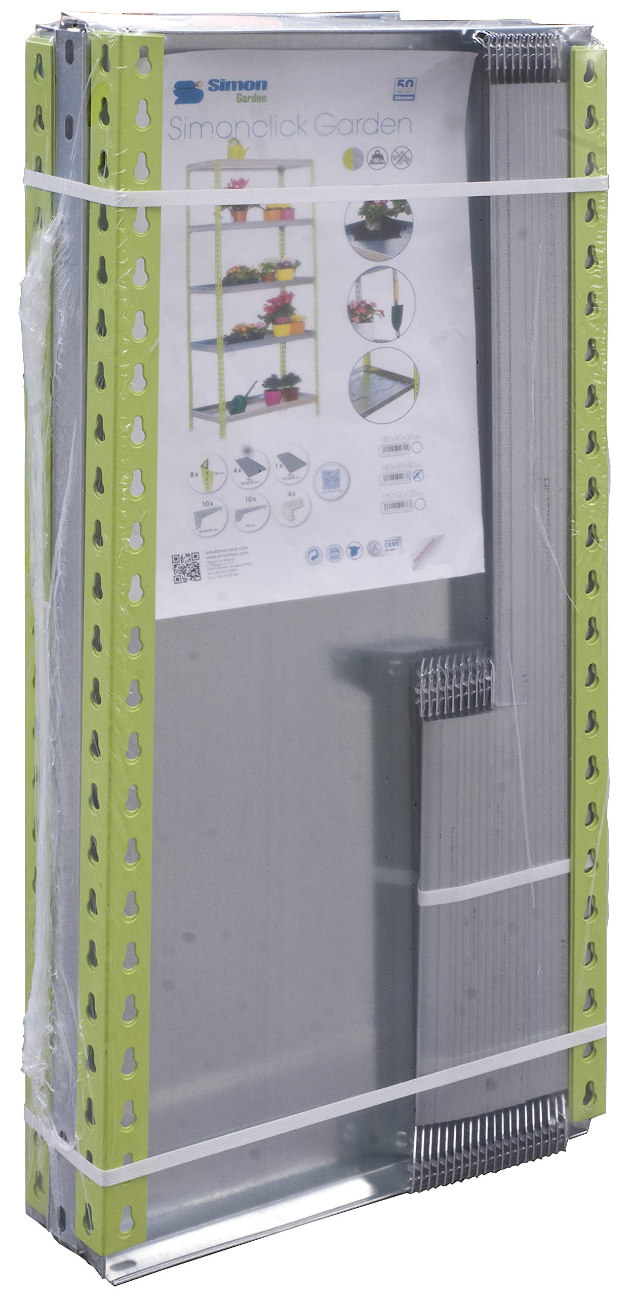 Simon Rack Estanteria para Plantas, Huerto Vertical, 1800x900x400 mm, 180 kg de Punto Flexión, 5 Estantes, Estanteria Plantas, Blanco/Galva - Simon Garden